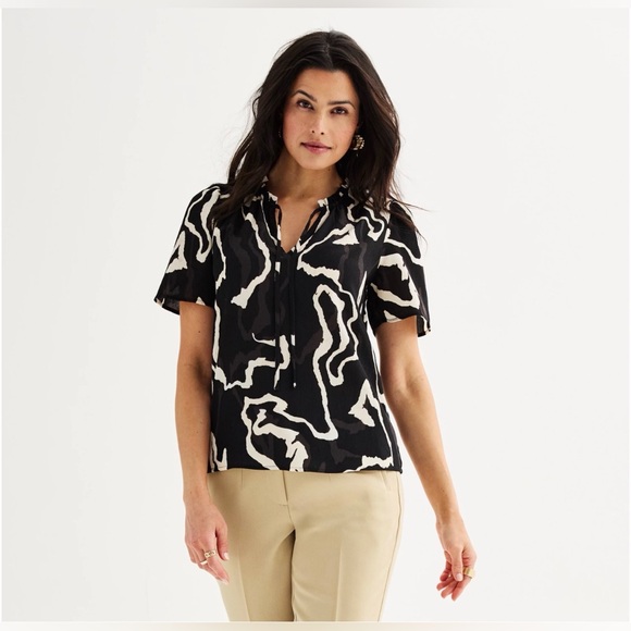 Nine West Tops - Nine West - Black and White Abstract Blouse